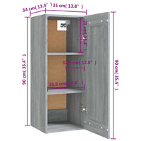 Mobile Pensile Grigio Sonoma 35x34x90 cm in Legno Multistrato 817454