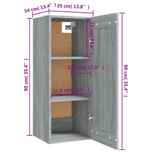 Mobile Pensile Grigio Sonoma 35x34x90 cm in Legno Multistrato 817454