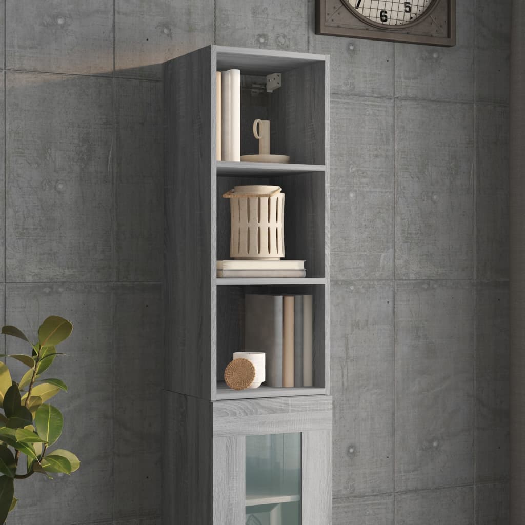 Armadietto Muro Grigio Sonoma 34,5x32,5x90 cm Legno Multistrato 817457