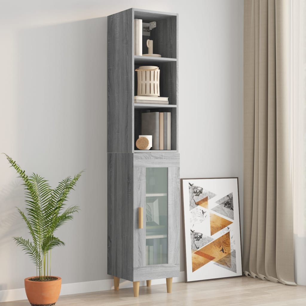 Armadietto Muro Grigio Sonoma 34,5x32,5x90 cm Legno Multistrato cod mxl 32816