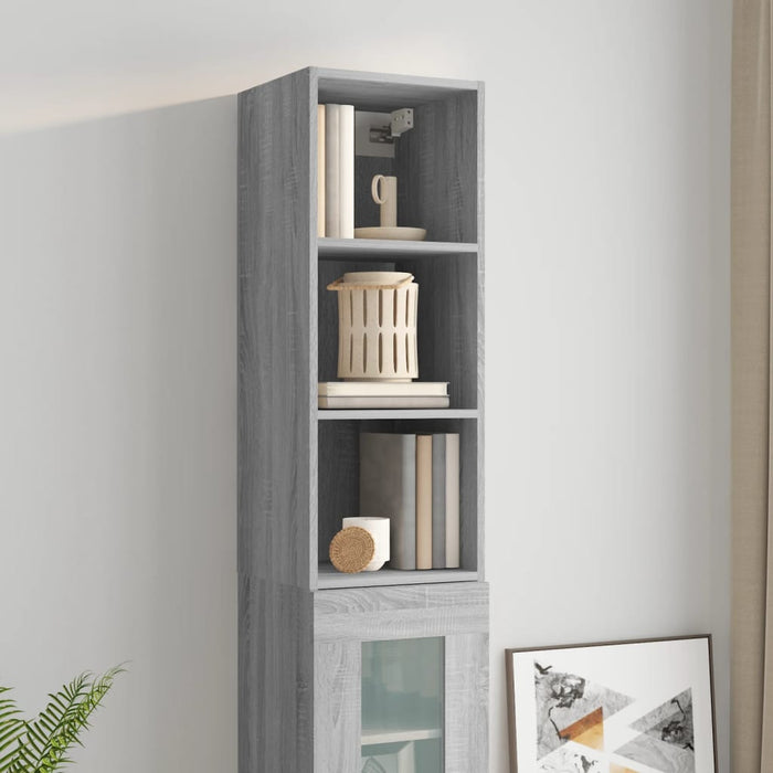 Armadietto Muro Grigio Sonoma 34,5x32,5x90 cm Legno Multistrato cod mxl 32816