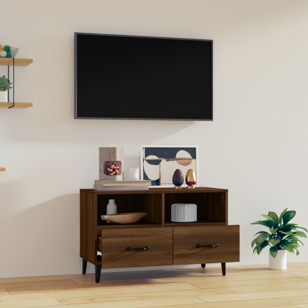 Mobile Porta TV Rovere Marrone 80x36x50 cm in Legno Multistrato