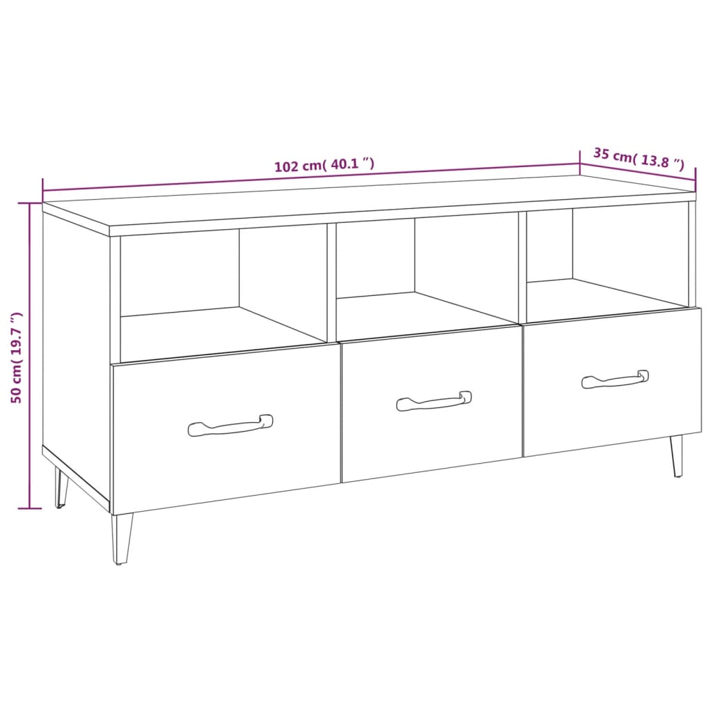 Mobile TV Rovere Fumo 102x35x50 cm in Legno Multistrato