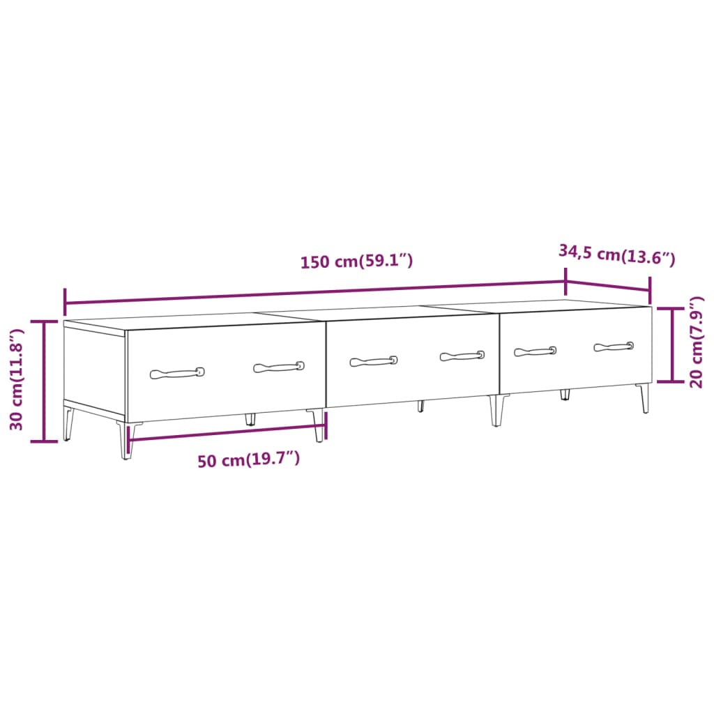 Mobile TV Rovere Marrone 150x34,5x30 cm in Legno Multistrato cod mxl 18493