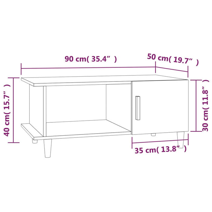 Tavolino da Salotto Rovere Fumo 90x50x40 cm Legno Multistrato cod mxl 25727