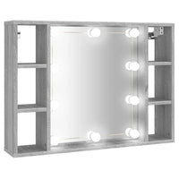 Mobile a Specchio con LED Grigio Sonoma 76x15x55 cm 820446