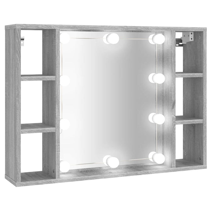 Mobile a Specchio con LED Grigio Sonoma 76x15x55 cm 820446