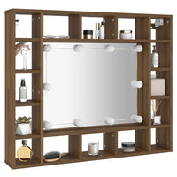 Mobile da Bagno a Specchio con LED Rovere Marrone 91x15x76,5 cm 820450