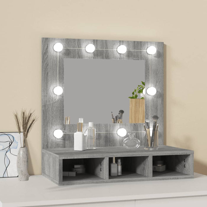 Mobile a Specchio con LED Grigio Sonoma 60x31,5x62 cm cod mxl 78127