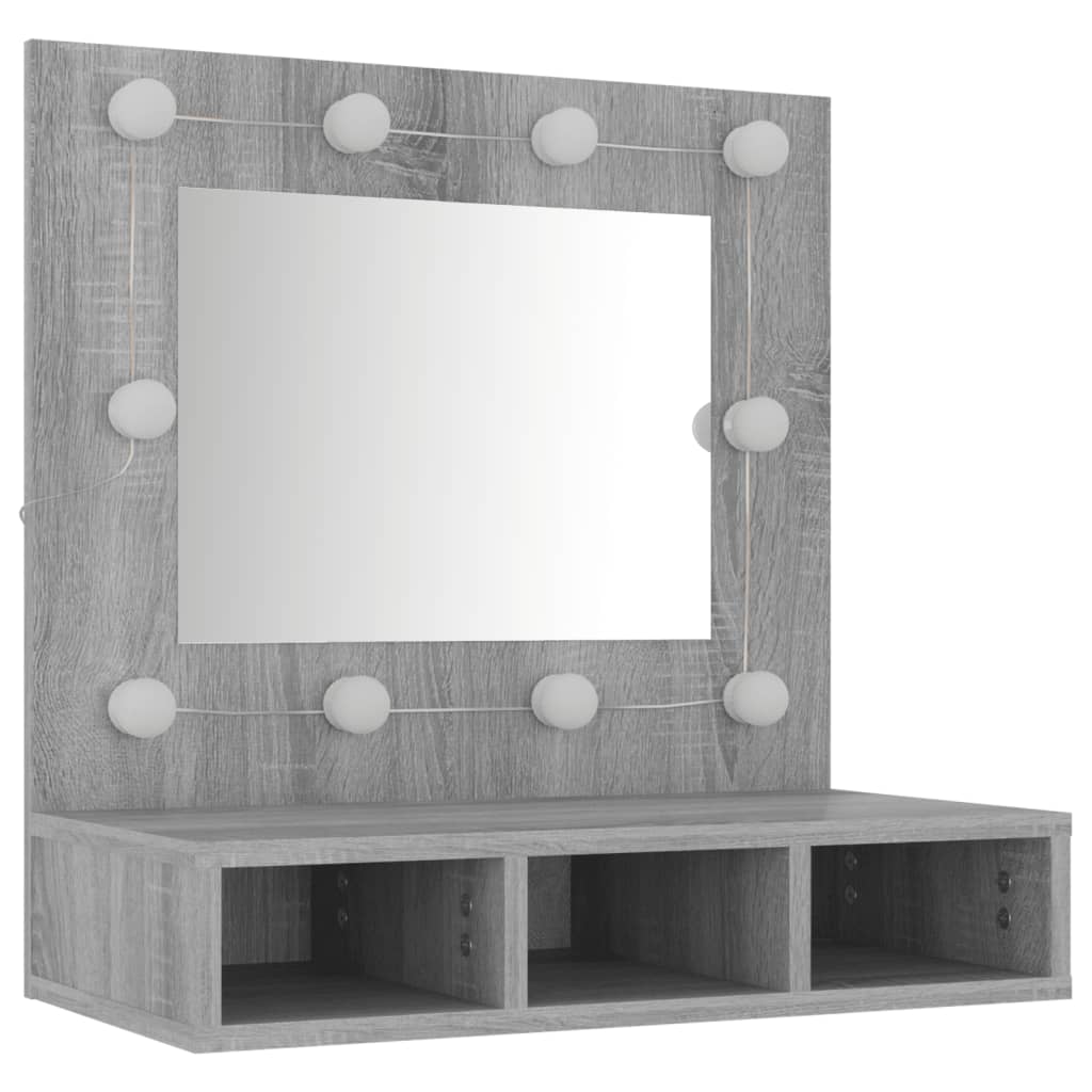 Mobile a Specchio con LED Grigio Sonoma 60x31,5x62 cm 820455