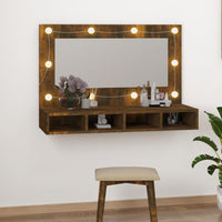 Mobile a Specchio con LED Rovere Fumo 90x31,5x62 cm cod mxl 66277