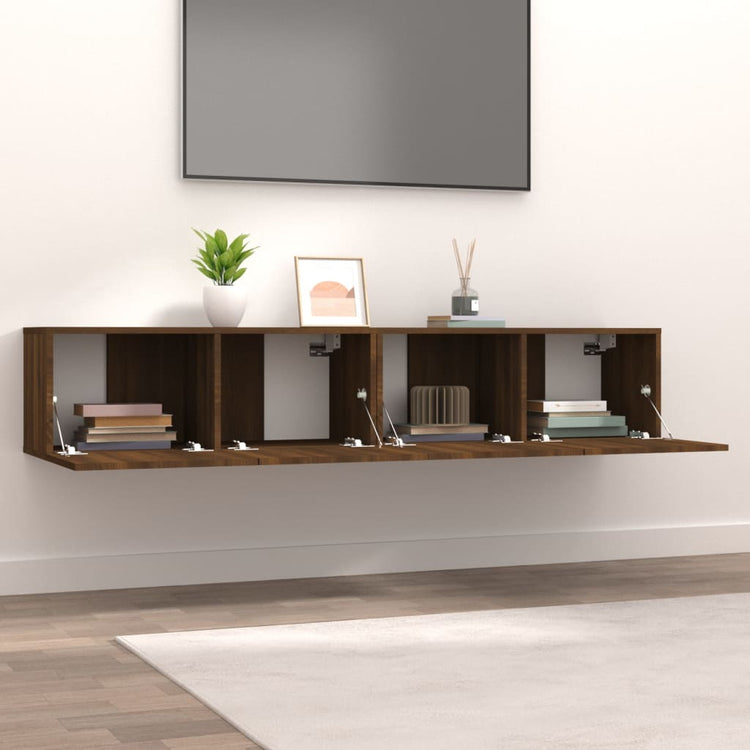 Mobili Porta TV 2pz Rovere Marrone 80x30x30cm Legno Multistrato cod mxl 9032