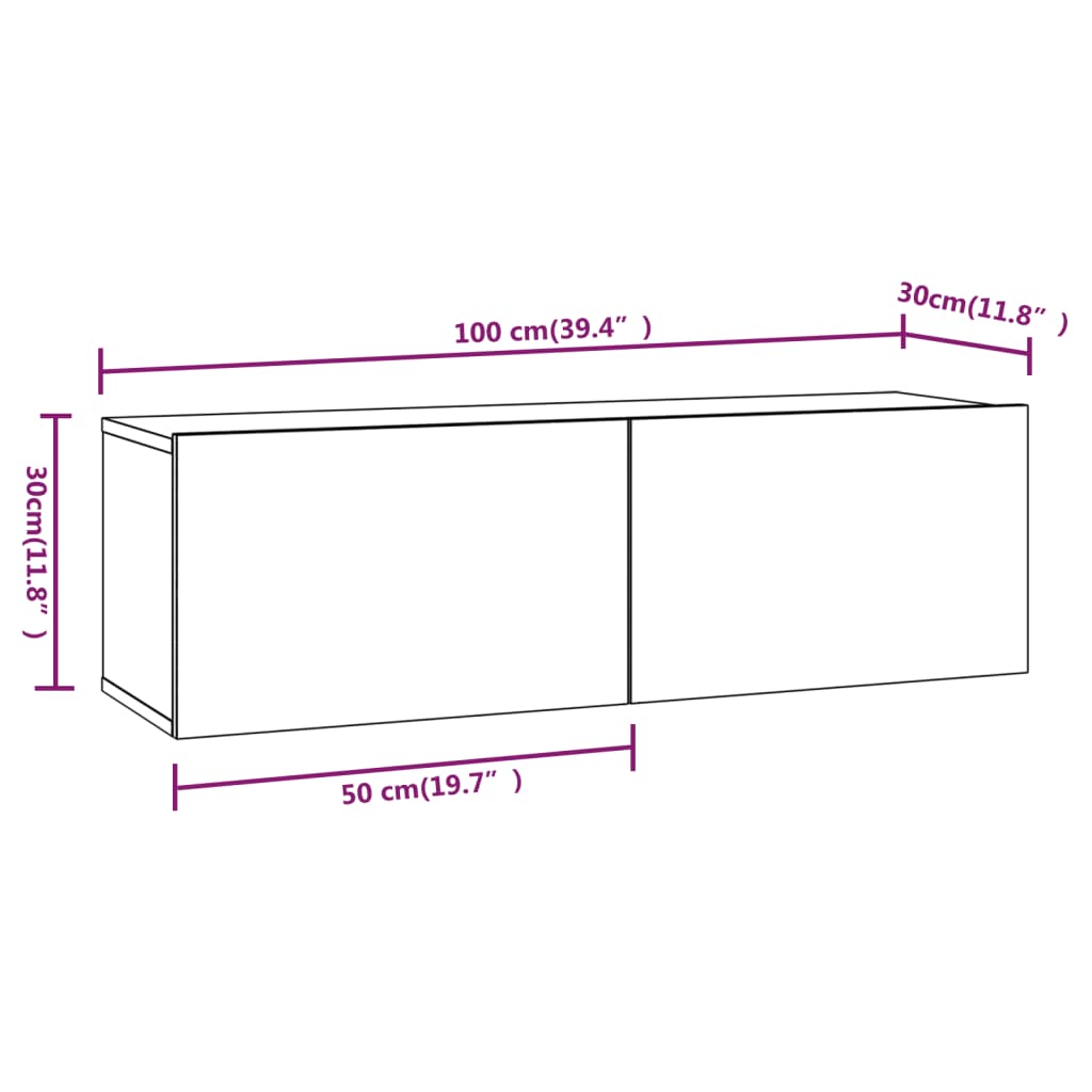 Mobili TV Parete 2pz Grigio Sonoma 100x30x30 Legno Multistrato cod mxl 22797