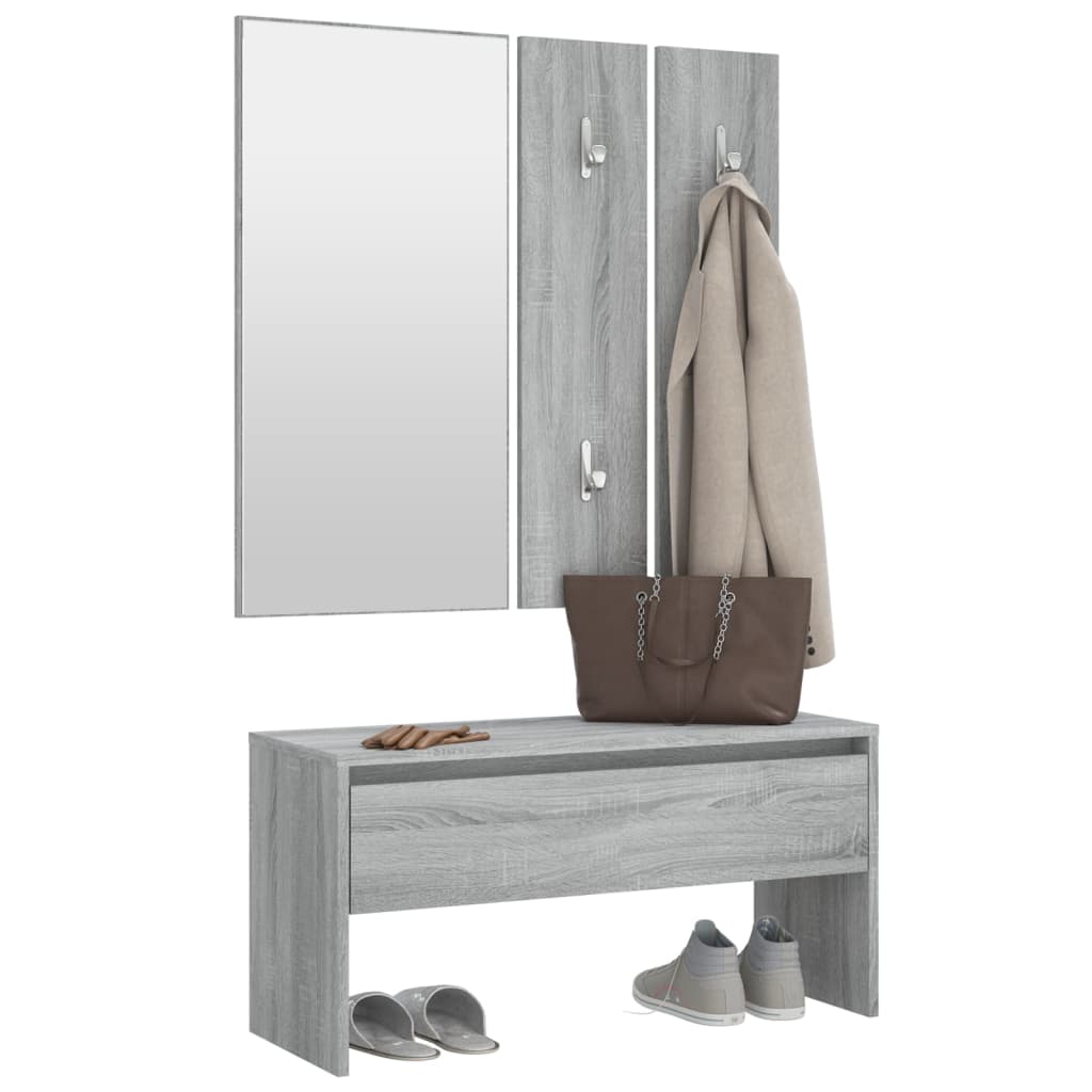 Set di Mobili da Corridoio Grigio Sonoma in Legno Multistrato cod mxl 50296