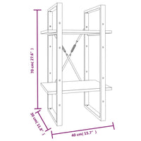 Libreria a 2 Ripiani Rovere Fumo 40x30x70 cm Legno Multistrato cod mxl 19107