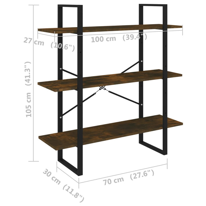 Libreria Rovere Fumo 100x30x105 cm in Legno Multistrato cod mxl 17614