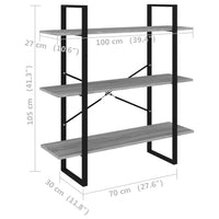 Libreria Grigio Sonoma 100x30x105 cm in Legno Multistrato cod mxl 20472