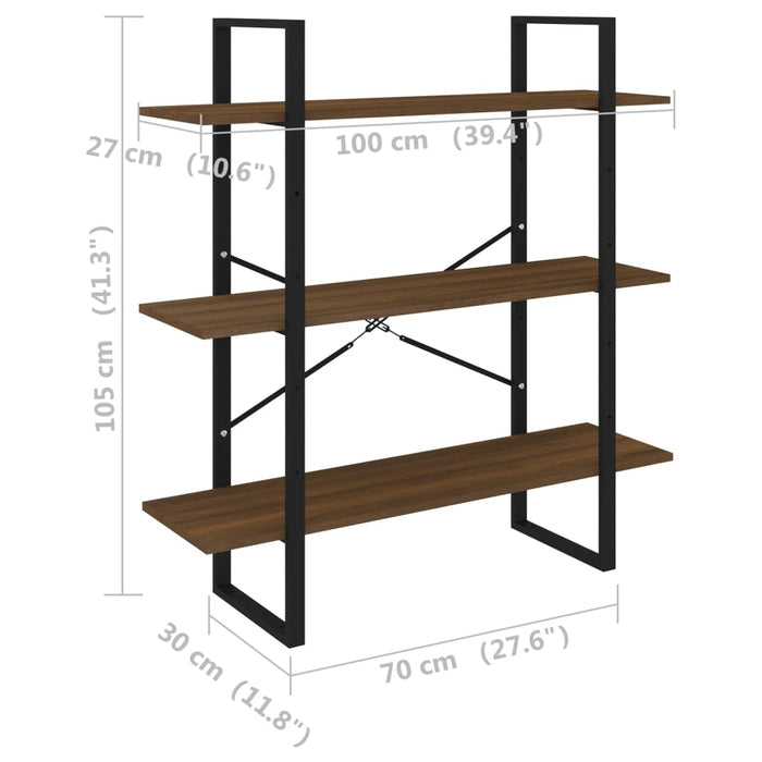 Libreria Rovere Marrone 100x30x105 cm in Legno Multistrato