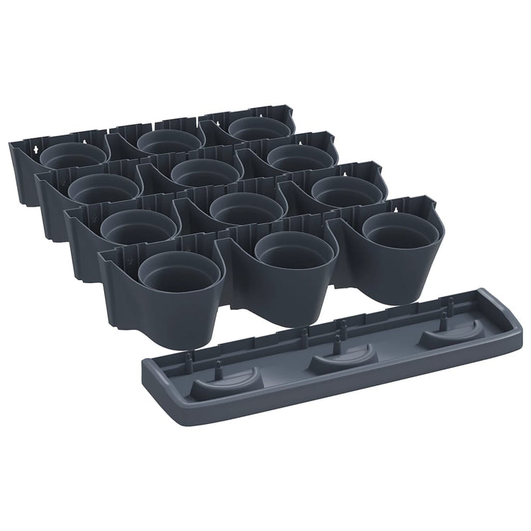 Set per Piante Giardino Verticale 12 pz Antracite Polipropilene cod mxl 66872