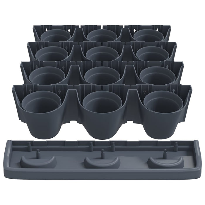 Set per Piante Giardino Verticale 12 pz Antracite Polipropilene cod mxl 66872