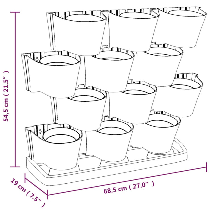 Set per Piante Giardino Verticale 12 pz Antracite Polipropilene cod mxl 66872