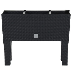 Fioriera Rialzata da Giardino Antracite 60x25x46cm in Rattan PP cod mxl 66942