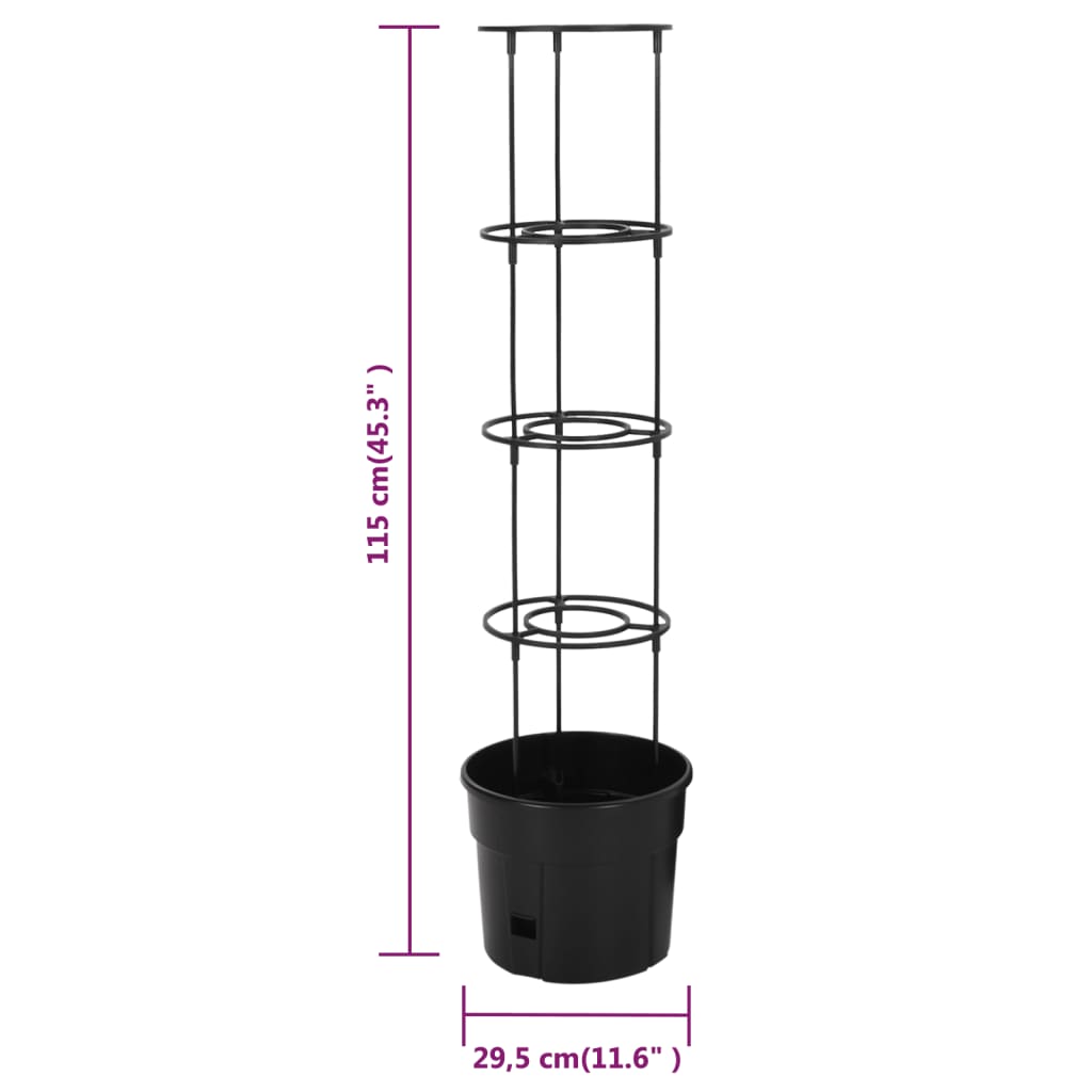 Vaso a Torre per Pomodori Antracite Ø29,5x115 cm Polipropilene 152209