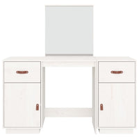 Set Toeletta con Specchio Bianco in Legno Massello di Pino