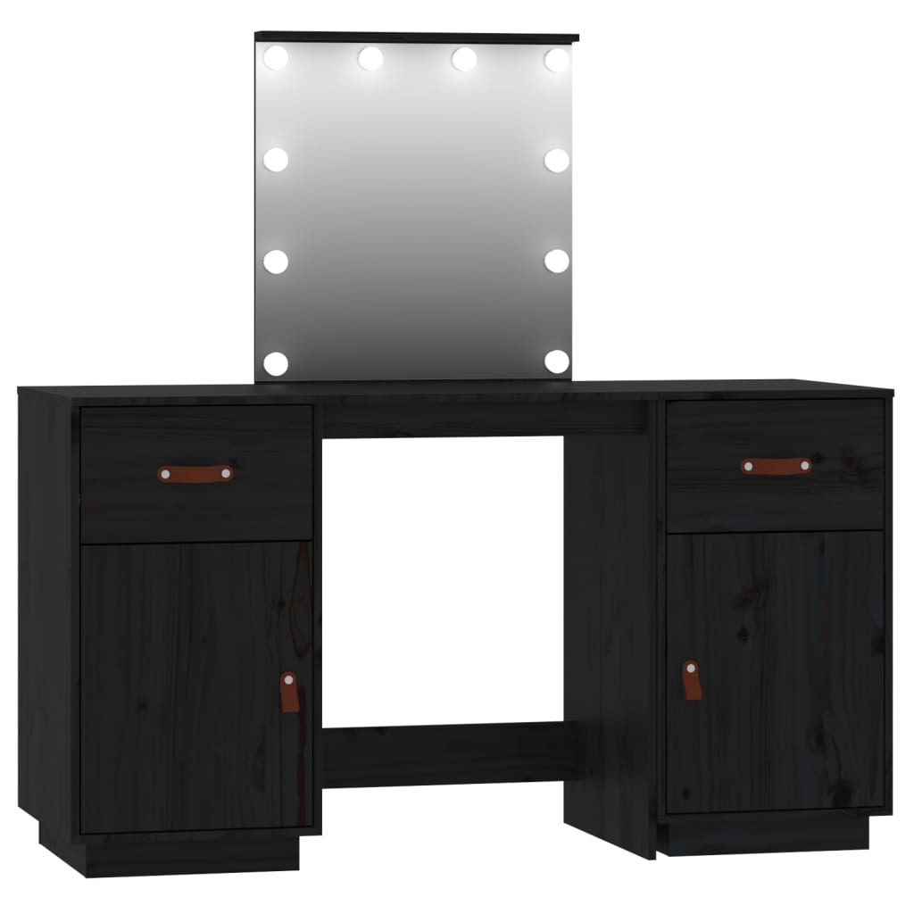 Set Toeletta con LED Nero in Legno Massello di Pino cod mxl 72772