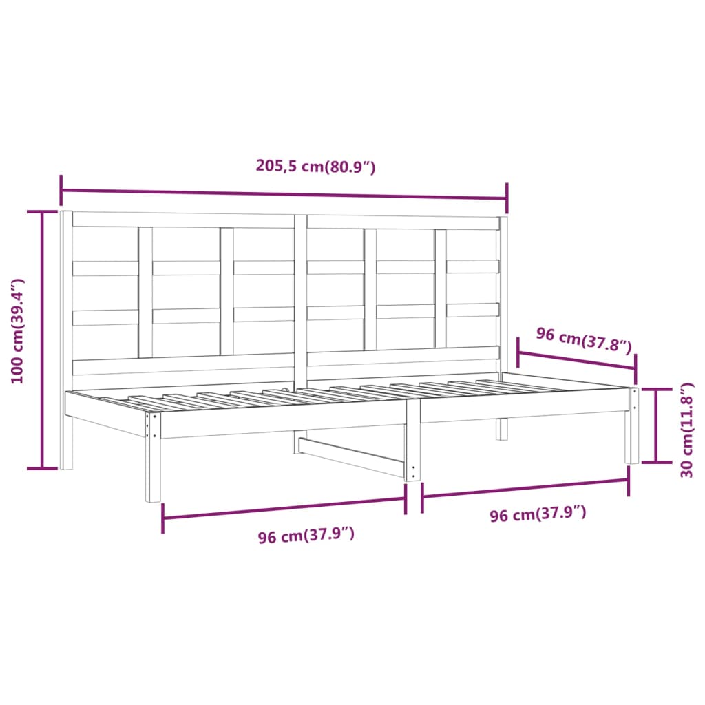 Dormeuse Bianca 90x200 cm in Legno Massello di Pino cod mxl 58317