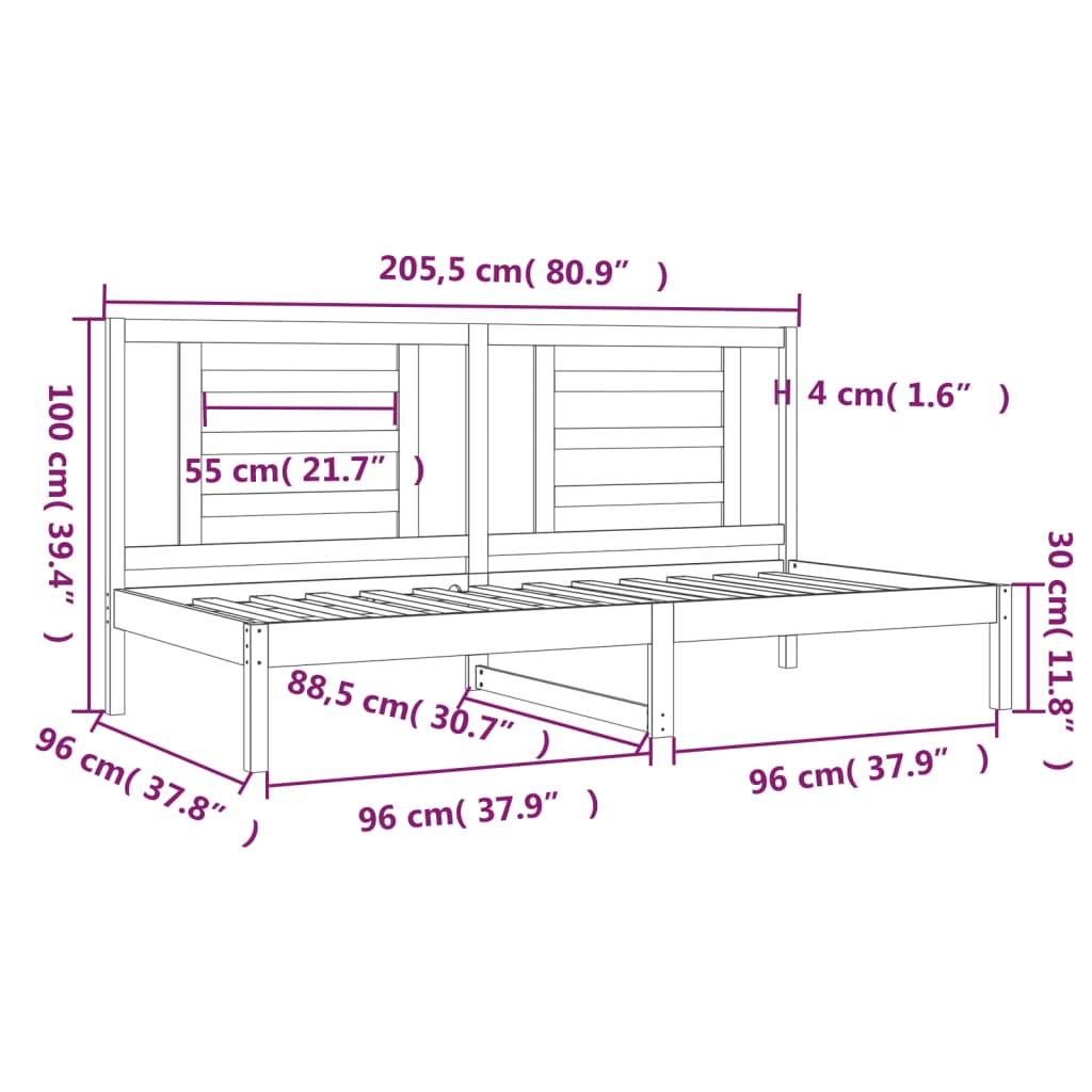 Dormeuse Grigia 90x200 cm in Legno Massello di Pino 3108058