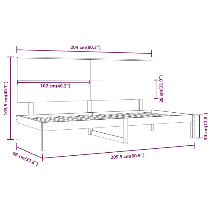 Dormeuse Bianca 90x200 cm in Legno Massello di Pino cod mxl 58315