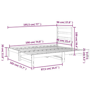 Dormeuse Estraibile 2x(90x190) cm Legno Massello di Pino 3108312