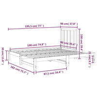 Dormeuse Estraibile Bianca 2x(90x190) cm Legno Massello di Pino cod mxl 63995