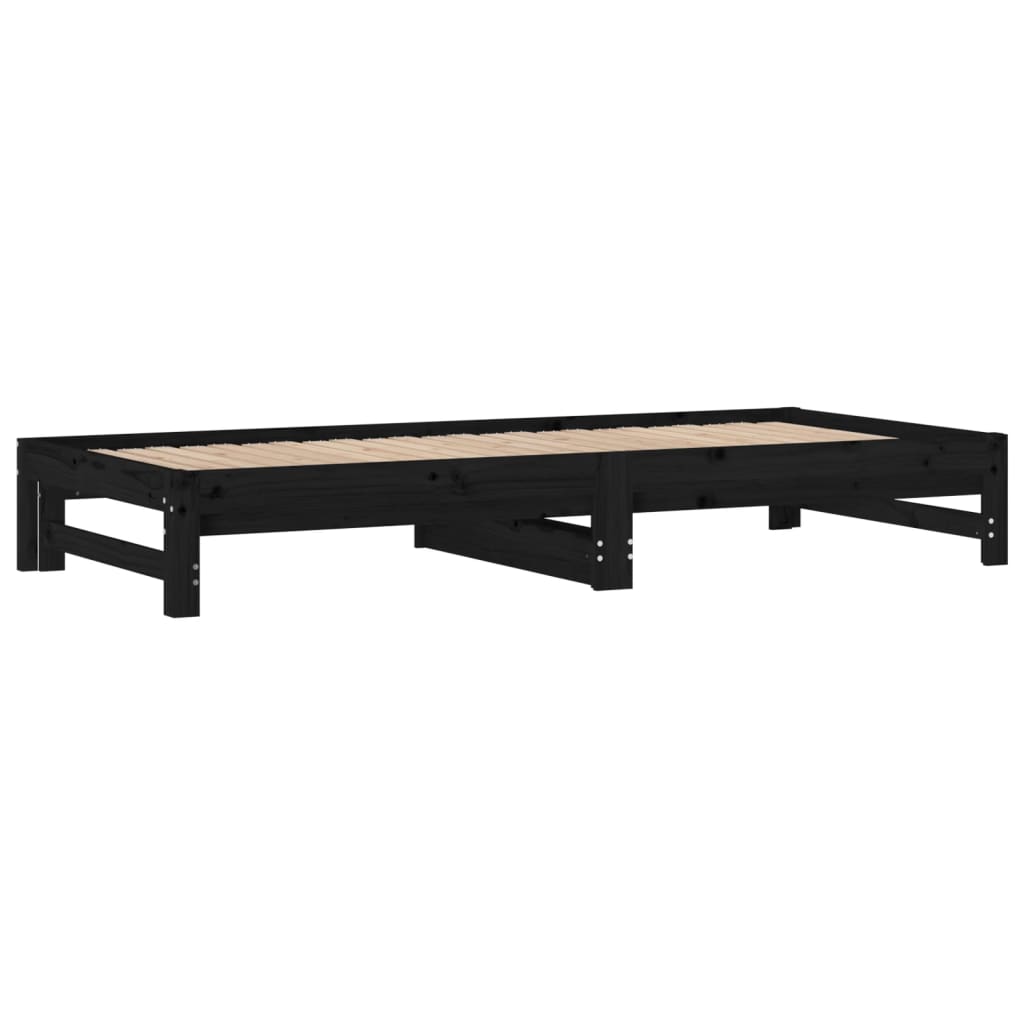 Dormeuse Estraibile Nera 2x(90x200) cm Legno Massello di Pino cod mxl 51854