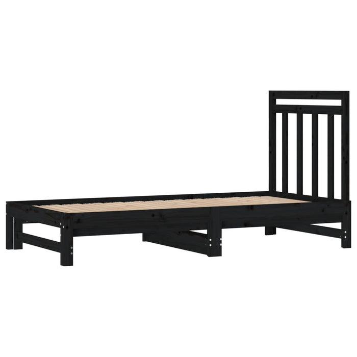 Dormeuse Estraibile Nera 2x(90x190) cm Legno Massello di Pino 3108361