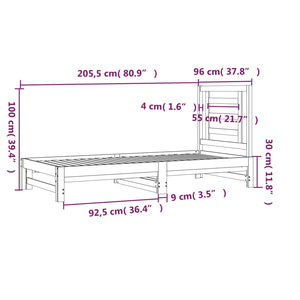 Dormeuse Estraibile Bianca 2x(90x200) cm Legno Massello di Pino cod mxl 61990