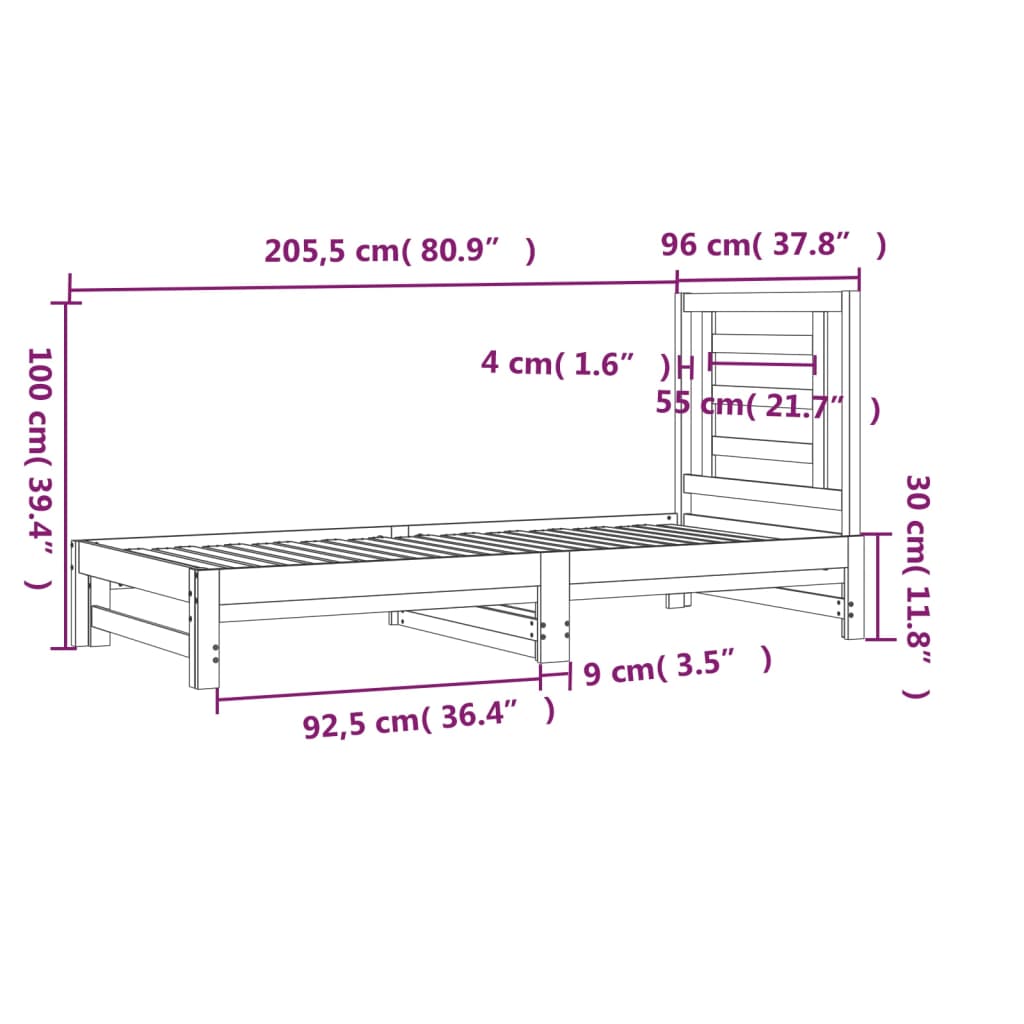 Dormeuse Estraibile Bianca 2x(90x200) cm Legno Massello di Pino 3108603