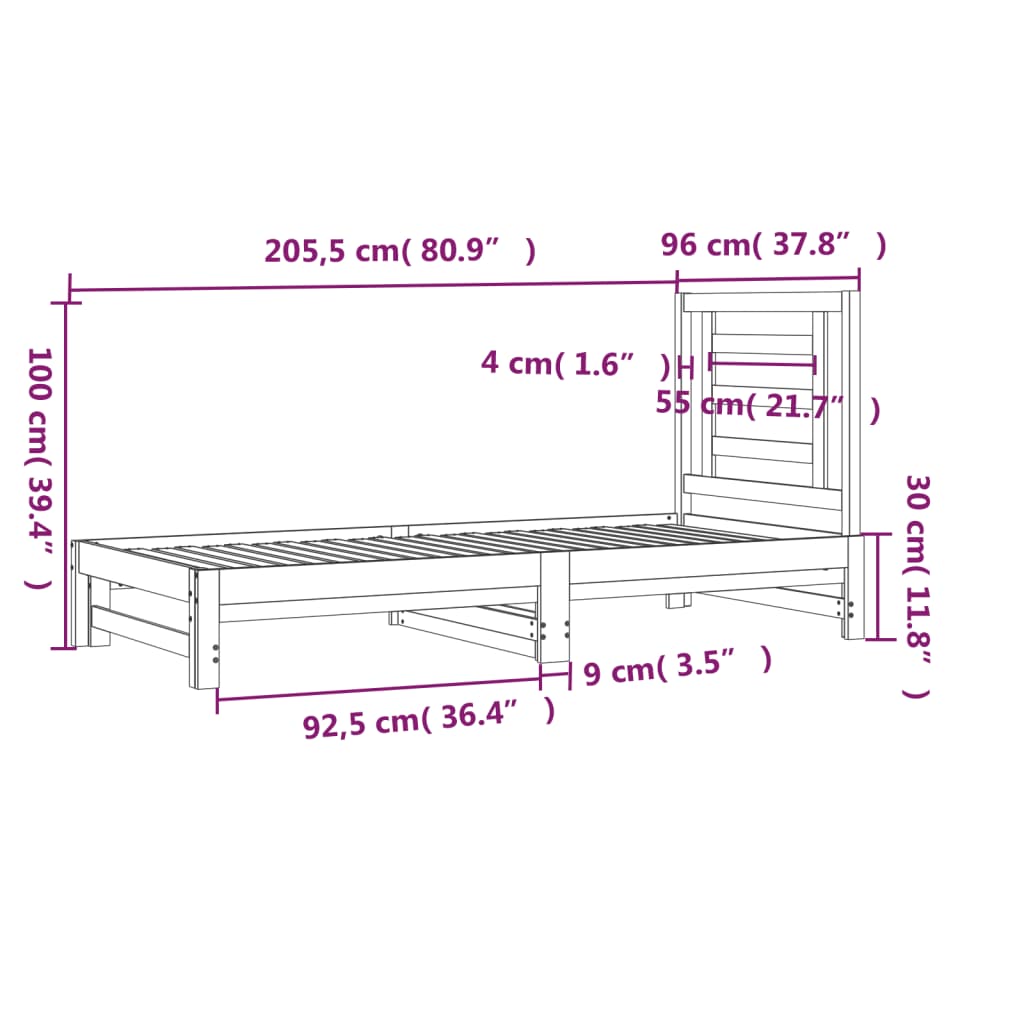 Dormeuse Estraibile Grigia 2x(90x200) cm Legno Massello di Pino cod mxl 59859