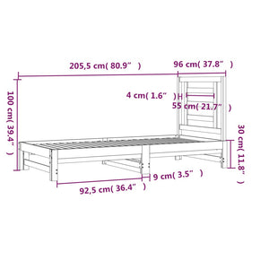 Dormeuse Estraibile Grigia 2x(90x200) cm Legno Massello di Pino cod mxl 59859