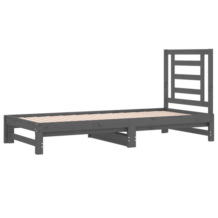 Dormeuse Estraibile Grigia 2x(90x190) cm Legno Massello di Pino 3108614