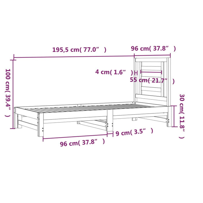 Dormeuse Estraibile Grigia 2x(90x190) cm Legno Massello di Pino 3108614