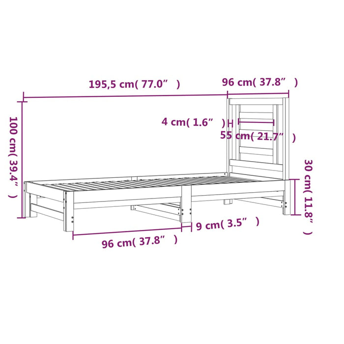 Dormeuse Estraibile Nera 2x(90x190) cm Legno Massello di Pino cod mxl 57794