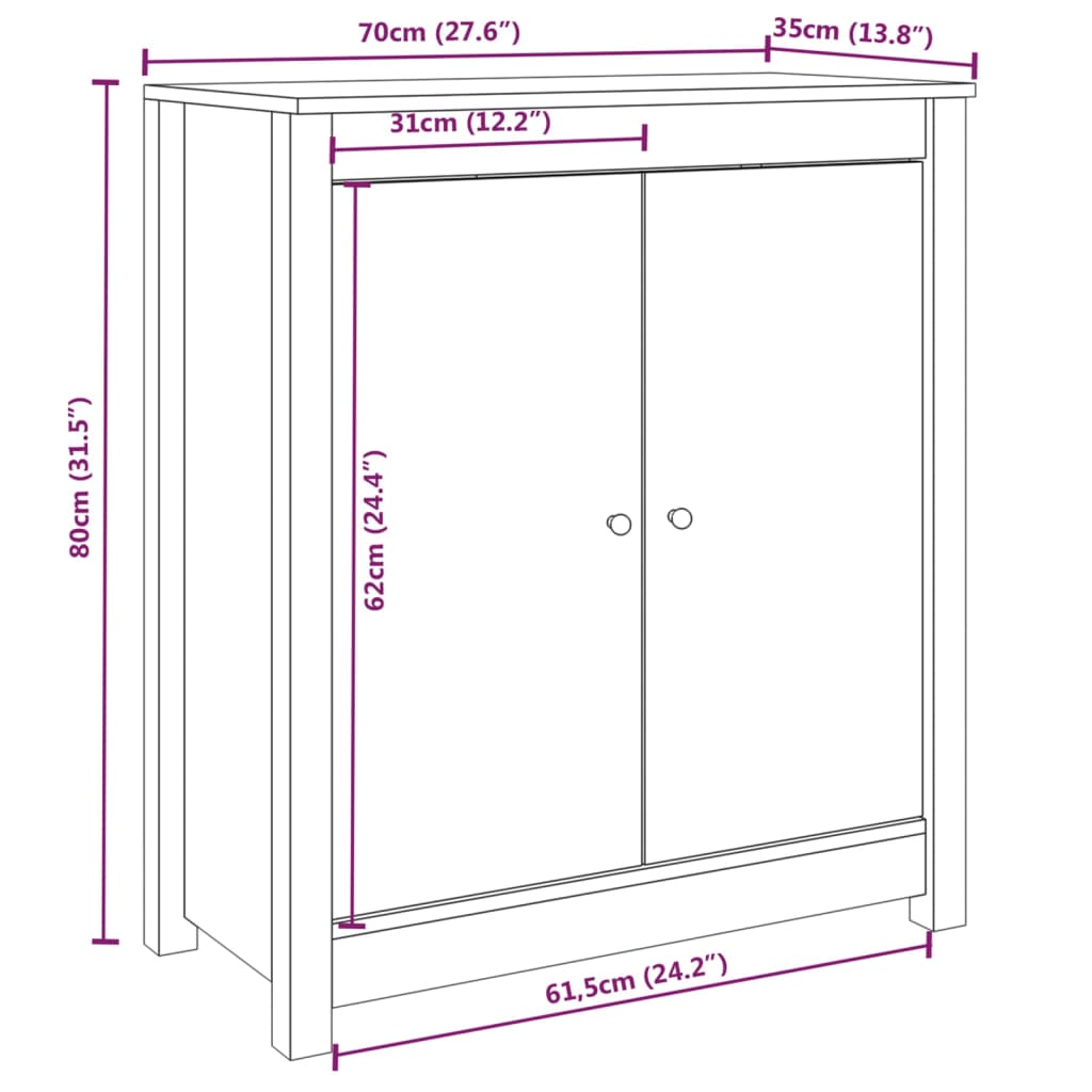 Credenze 2 pz 70x35x80 cm in Legno Massello di Pino cod mxl 12355