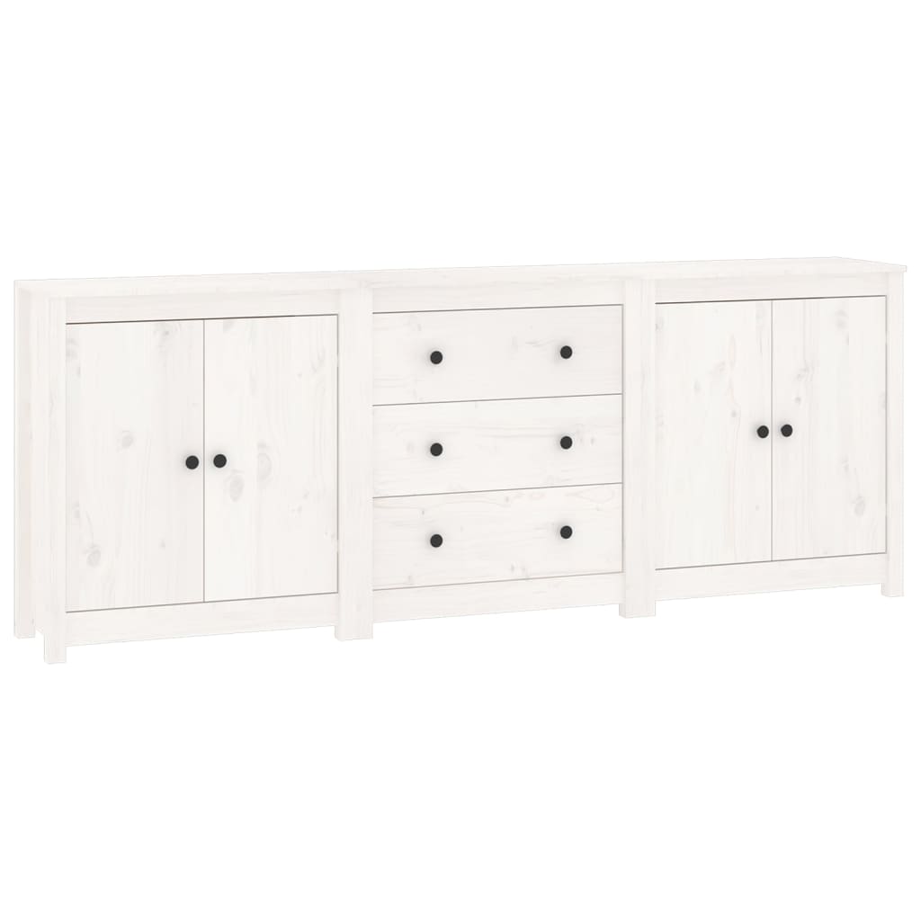 Credenza Bianca 210x35x80 cm in Legno Massello di Pino cod mxl 13906