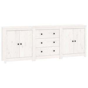 Credenza Bianca 210x35x80 cm in Legno Massello di Pino cod mxl 13906