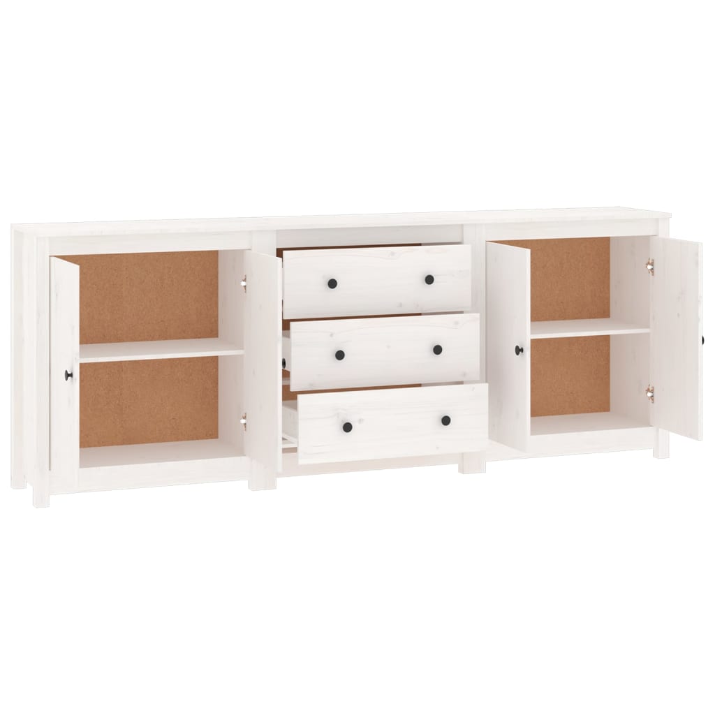 Credenza Bianca 210x35x80 cm in Legno Massello di Pino cod mxl 13906