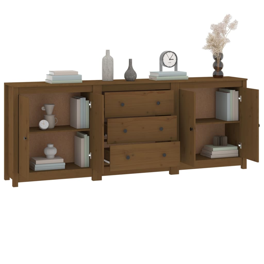 Credenza Miele 210x35x80 cm in Legno Massello di Pino