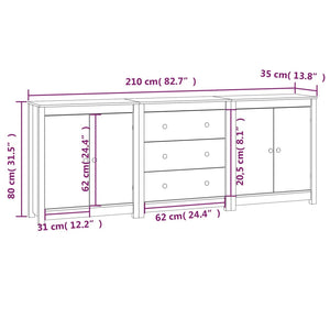 Credenza Miele 210x35x80 cm in Legno Massello di Pino