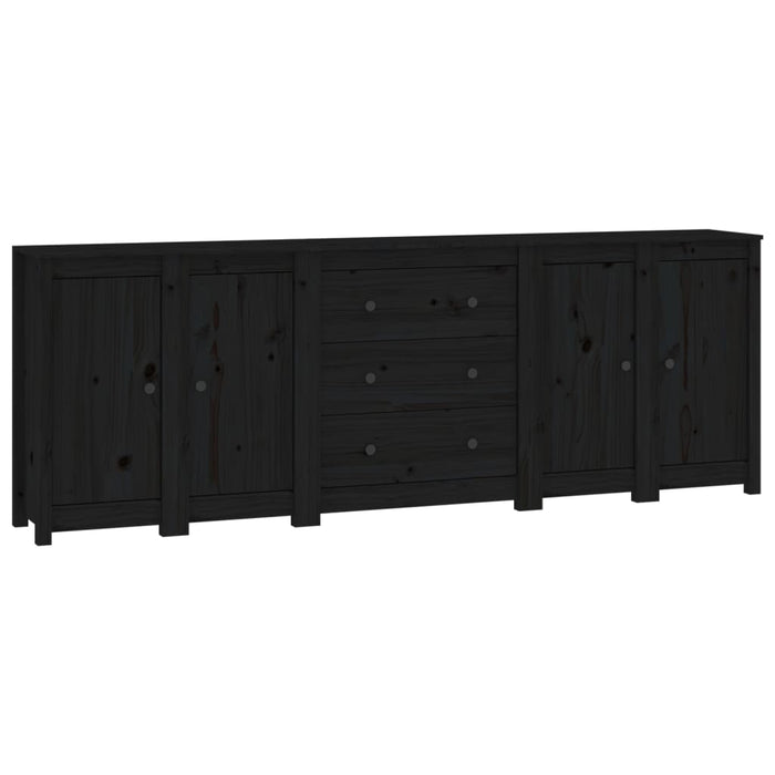 Credenza Nera 230x35x80 cm in Legno Massello di Pino 3114078